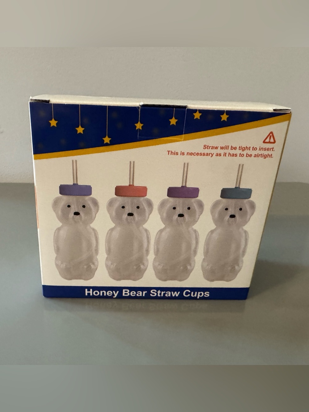 Honey Bear Straw Cups - Assorted Pastel Lid Colors